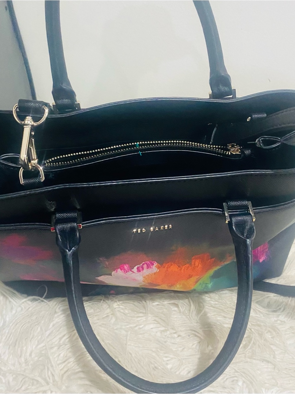 Ted Baker Sanyar Paint Brush Printed Top Handle Satchel Bag - Picture 3 of 8